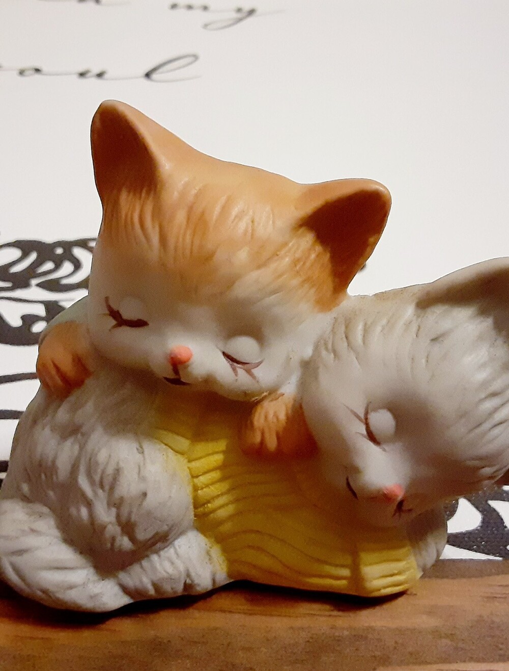 Cozy Sleeping Kittens Cat Figurine Vintage